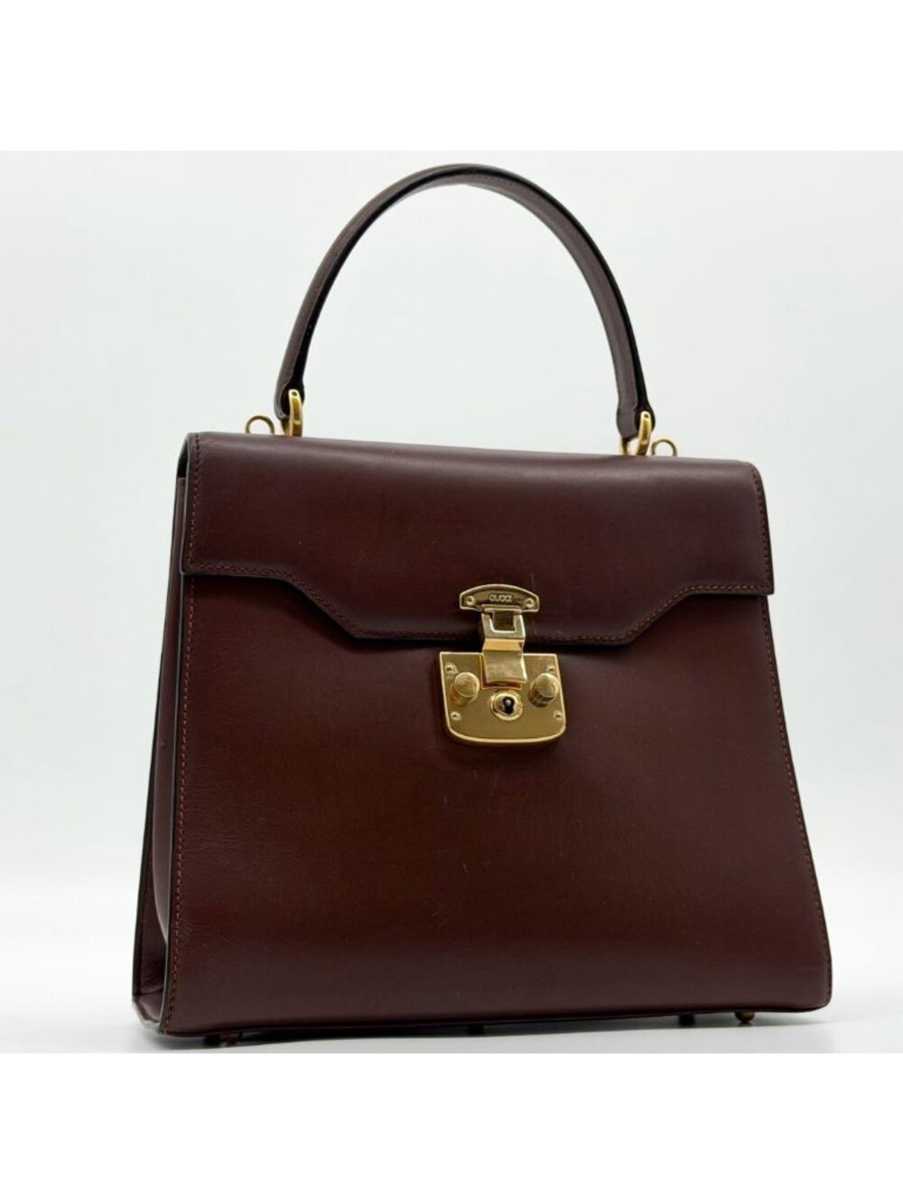 Gucci Ladylock Vintage Brown Leather Handbag - Picture 14 of 14